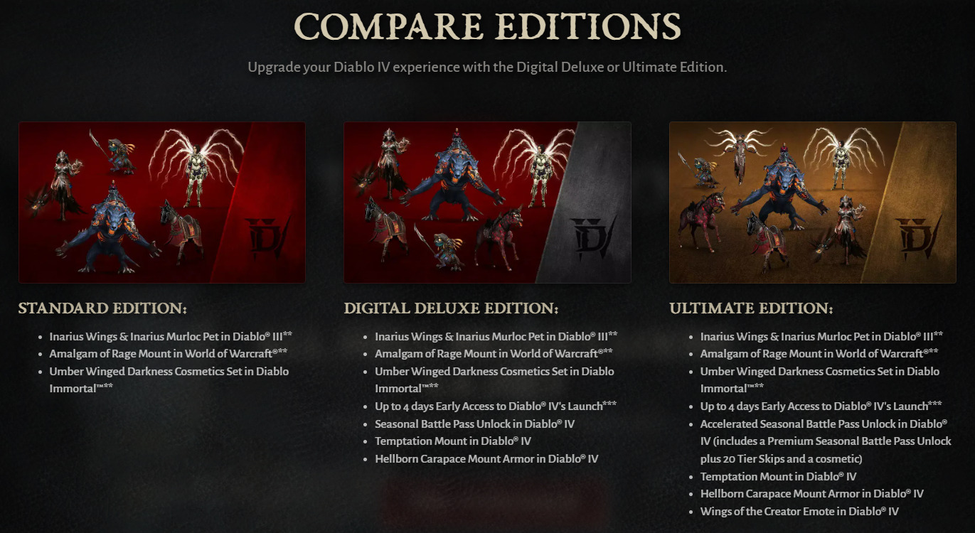 Diablo 4 Compare Editions
